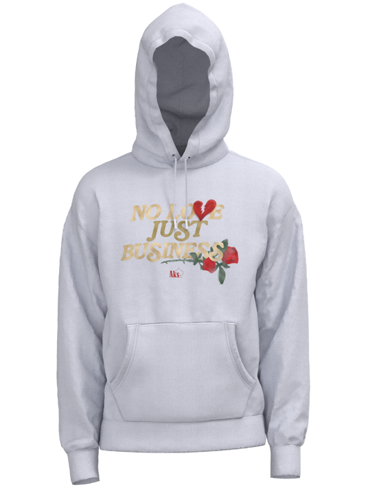 No Love Just Business Hoodie - White