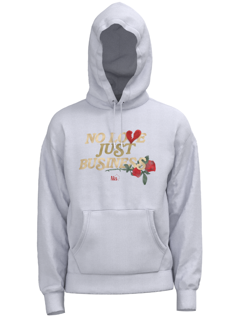 No Love Just Business Hoodie - White