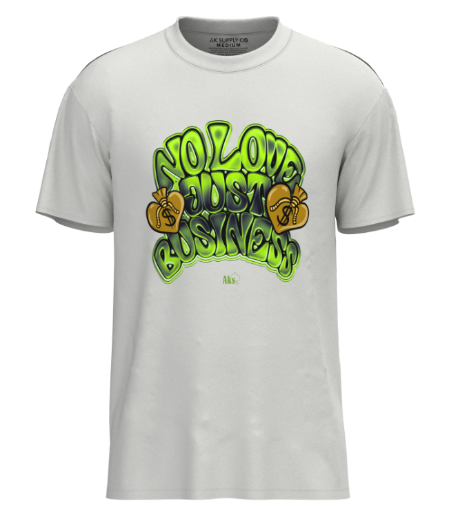 No Love Just Business Neon T-Shirt - White